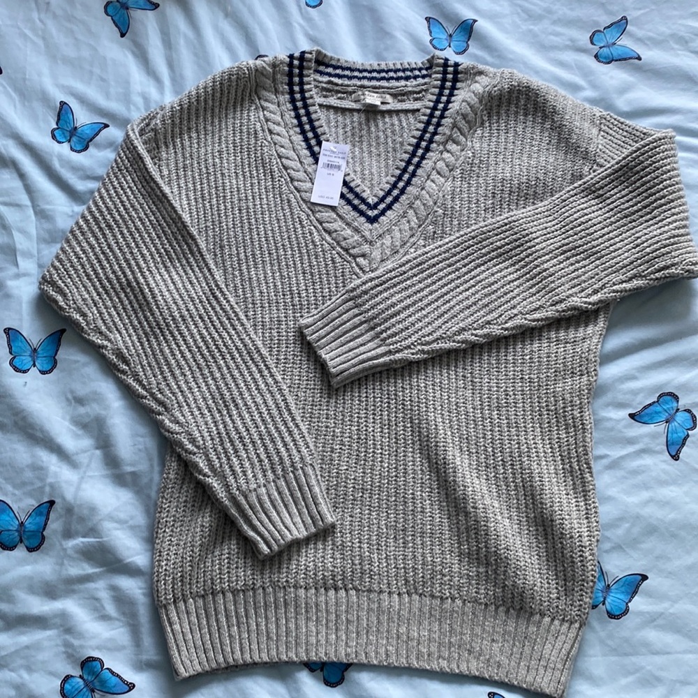 Grey American Eagle varsity sweater